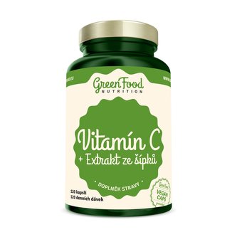 GreenFood nutrition - Vitamín C + extrakt z šípků 120 vegan kapslí