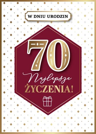 Karnet GM najlepsze zyczenia 70 czerwone złote rąby