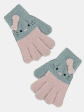 NOVITI RZ046-G-01 Rękawiczki dziewczęce 5P puszyste pojedyncze serce 12