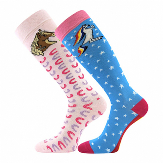 Podkolenky dětské Boma Bivoj 15 Koník a jednorožec - modré-růžové, 20-24