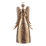 Anděl kovový - 42 cm, se srdcem, zlatý