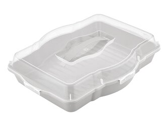 PLASTOVÁ NÁDOBA NA DORT PASTEL 46X35X10CM 3V1 ŠEDÁ