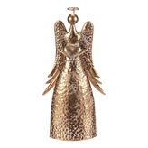 Anděl kovový - 34 cm, se srdcem, zlatý