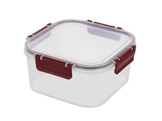 PLASTOVÁ NÁDOBA NA UCHOVÁVÁNÍ POTRAVIN ČTVERECOVÁ CLIP GUARD 1,8L ČERVENÁ