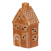 Domeček perníkový - keramika, patrový, LED osvětlení, hnědý