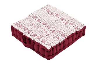 Sedací polštář na zem VALGENIS bílá/červená 45x45x10 cm France