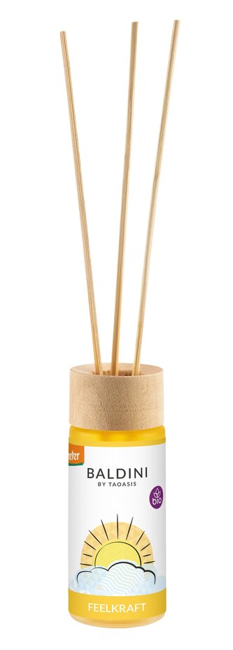 TAOASIS Baldini Aroma difuzér s tyčinkami FeelPower BIO (50 ml) - osvěžující, aktivační a stimulující