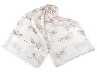 Šátek / šála se zlatým potiskem 70x180 cm - 1 ks - 1 krémová nejsvět. růžovozlatá