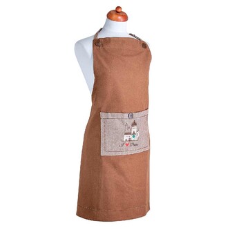 GIFTY CITY Kuchyňská zástěra pánská,Béžová a hnědá, výšivka Orloj,RC BA