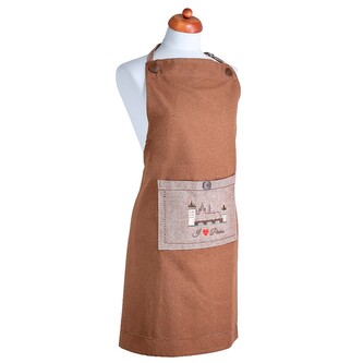 GIFTY CITY Kuchyňská zástěra pánská,Béžová a hnědá, výšivka Karlův most,RC BA