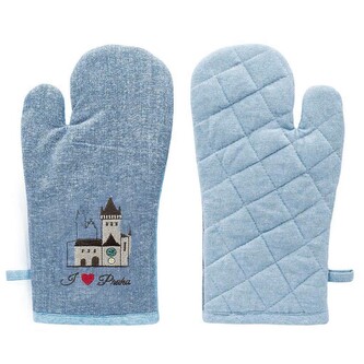 GIFTY CITY Chňapka s magnetem,Světle modrá a tmavě modrá,výšivka Orloj,RC BA