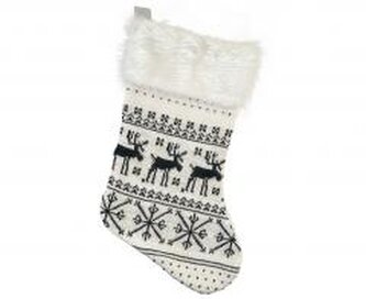 Skarpeta świąteczna biała w renifery 41x22cm