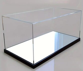 Akrylátová Vitrína na sběratelské předměty LWH: 310x200x200 mm, čirá - chrome