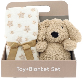 Dárkový set s dětskou dekou s plyšovým pejskem