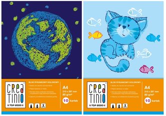 Blok rysunkowy kolorowy A4/10K Creatino (20szt)