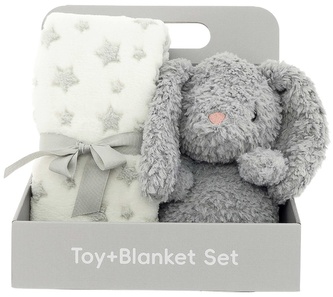 Dárkový set s dětskou dekou s plyšovým zajícem