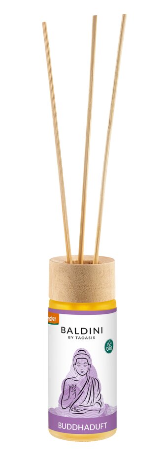 TAOASIS Baldini Aroma difuzér s tyčinkami Buddha Scent BIO (50 ml) - relaxační, harmonizující a rozjasňující