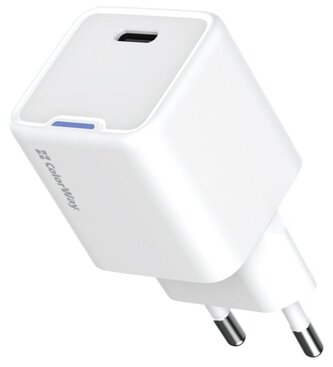 COLORWAY 1x USB-C/ síťová nabíječka/ GaN/ PD/ PPS/ 20W/ Bílá