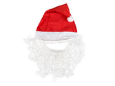 Mikulášská čepice s vousy - 1 ks - červená