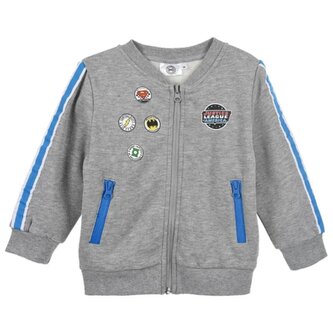 Chlapecká mikina LIGA SPRAVEDLNOSTI na zip, šedá, velikost: 128