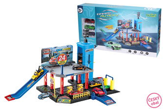 Garáž s výtahem a čerpací stanicí 57x35x33 cm - český obal