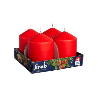 Krab - svíčka válcová 60 × 80 mm, červená - 4 ks Krab - svíčka válcová 60 × 80 mm, červená - 4 ks