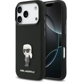 Karl Lagerfeld Liquid Silicone Metal Ikonik kryt iPhone 17 Pro černý