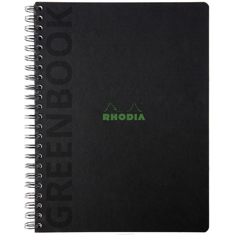 Clairefontaine, Zápisník s pevnými deskami Rhodia Greenbook, A4+, 80 listů, linkovaný, černá