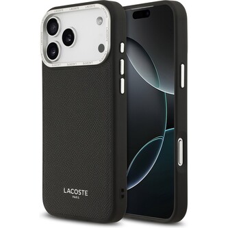 Lacoste PU Leather Champs Elysees MagSafe kryt iPhone 17 Pro Max černý