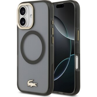 Lacoste PC/TPU Frosted Finish Gold Logo MagSafe kryt iPhone 17 černý