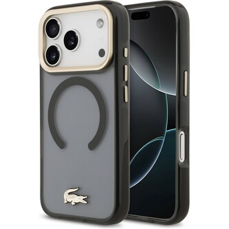 Lacoste PC/TPU Frosted Finish Gold Logo MagSafe kryt iPhone 17 Pro černý