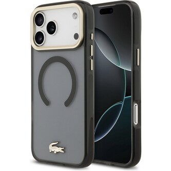 Lacoste PC/TPU Frosted Finish Gold Logo MagSafe kryt iPhone 17 Pro Max černý
