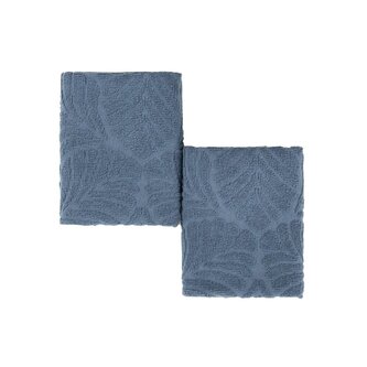 Zestaw ręczników | ESTRELLA | bawełnianych niebieskich w liście | 2*30x50 cm | 896946