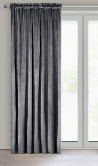 Dekorační velvet závěs s řasící páskou ESTER 140x250 cm grafitová (cena za 1 kus) MyBestHome