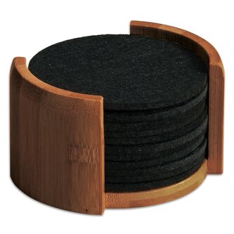 Podtácky 12 ks, Ø 10 cm, bambus/plsť, černé KESPER 59747 Podtácky 12 ks, Ø 10 cm, bambus/plsť, černé KESPER 59747