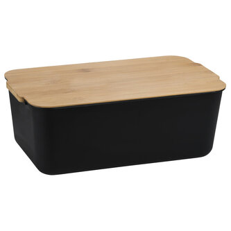 Chlebník s prkénkem, 31 x 18,5 x 12,5 cm, černý KESPER 58450 Chlebník s prkénkem, 31 x 18,5 x 12,5 cm, černý KESPER 58450