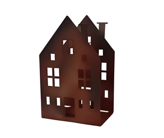 Hnědý kovový domeček, 20 x 12 cm Hnědý kovový domeček, 20 x 12 cm