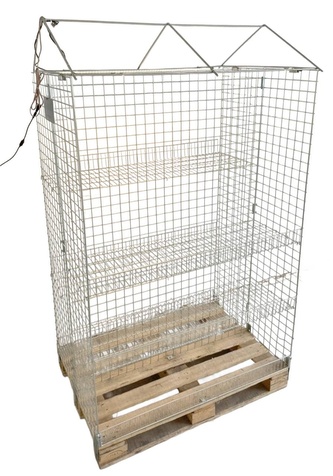 Prodejní drátěný kovový stojan se stříškou a LED osvětlením,  pozink,  192x120x80 cm