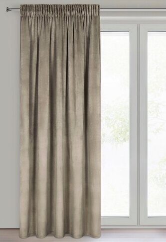 Dekorační velvet závěs s řasící páskou ESTER 140x250 cm světle hnědá (cena za 1 kus) MyBestHome