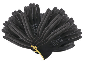 Rukavice pracovní z polyesteru polomáčené v PU GLOVE PE-PU 11, černé, vel 11", 6 párů SIXTOL Rukavice pracovní z polyesteru polomáčené v PU GLOVE PE-PU 11, černé, vel 11", 6 párů SIXTOL