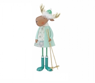 Kovový sob s lyžařskými holemi 44,5 cm Kovový sob s lyžařskými holemi 44,5 cm