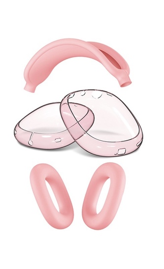 Silikonový průhledný set 3v1 pro Airpods Max,Světle Růžová