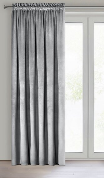 Dekorační velvet závěs s řasící páskou ESTER 140x250 cm stříbrná (cena za 1 kus) MyBestHome
