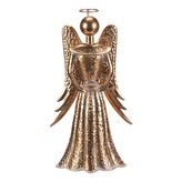 Anděl kovový - 41 cm, kalíšek na čaj. svíčku, zlatý