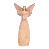 Anděl se srdcem - polyresin, imitace dřeva, sv. hnědý
