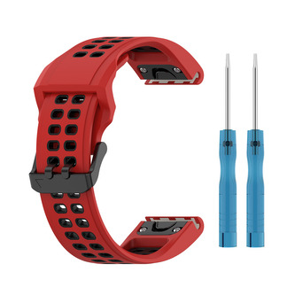 QuickFit perforovaný řemínek s přezkou 22mm,Červeno-Černý