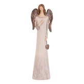 Anděl se srdcem - polyresin, béžovo-měděný