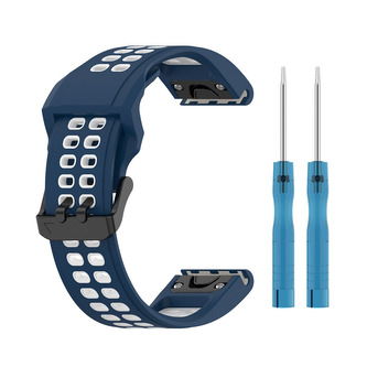 QuickFit perforovaný řemínek s přezkou 26mm,Tmavěmodro-Bílý