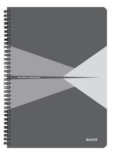 Blok "Office", šedá, drátěná kroužková vazba, A4, linkovaný, 90 listů, plastový povrch, LEITZ