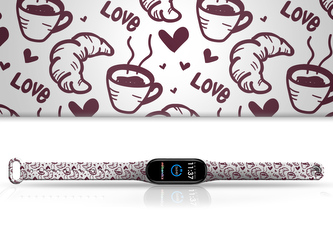 Náhradní náramek Mi band 3/4/5/6/7 Káva + Croissant,Vícebarevná,Xiaomi Mi band 3/4